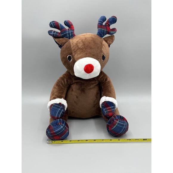 Dearfoams Reindeer Plaid Plush Stuffed Animal Christmas Toy 14” - Picture 3 of 8